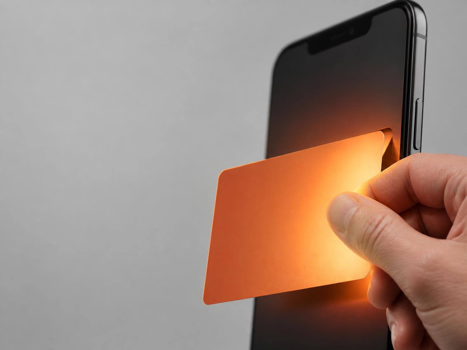 A hand pulling a glowing gift card out of a smartphone screen